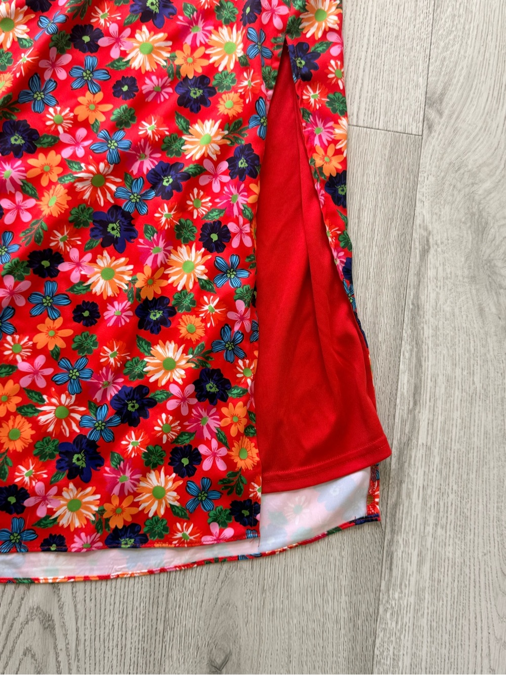 Red Floral Maxi Skirt - Women's Summer Wrap Style - Picture 8 of 13